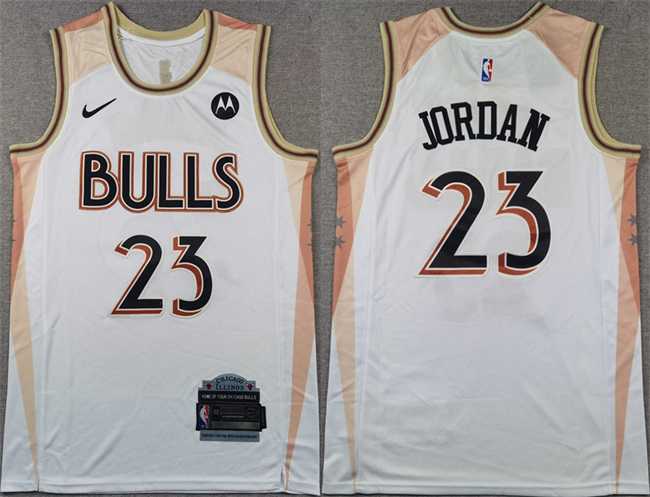 Men%27s Chicago Bulls #23 Michael Jordan White 2024 City Edition Stitched Basketball Jersey->cleveland cavaliers->NBA Jersey